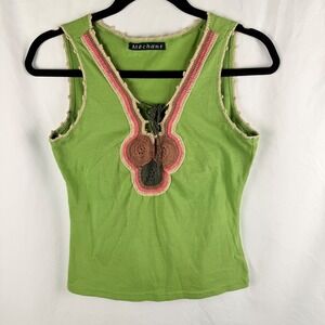 Mechant Green Crochet Y2K Tank Top Boho Small Hippie Fairy Indie